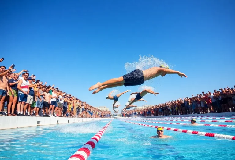 Swimmers from Bret Harte Swim Team competing in a race