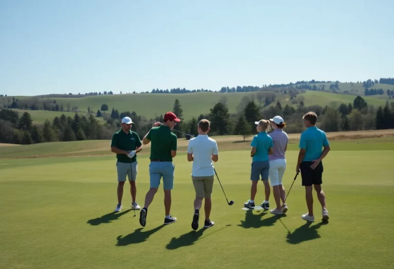 Brethren high school golf team practicing outdoors