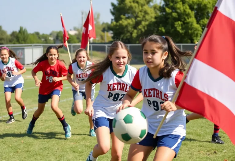 Girls flag football practice at Bristol Township