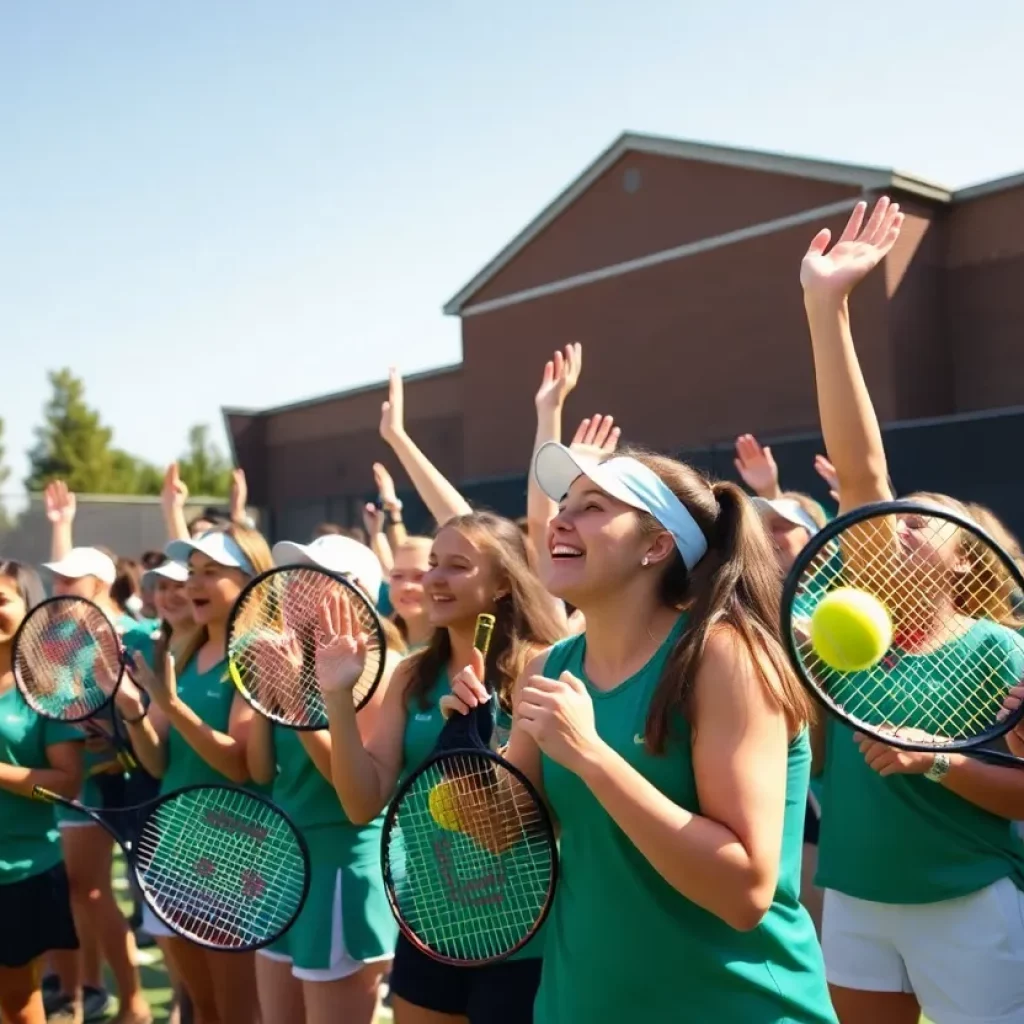 Buena High School tennis teams celebrating their state tournament qualification.