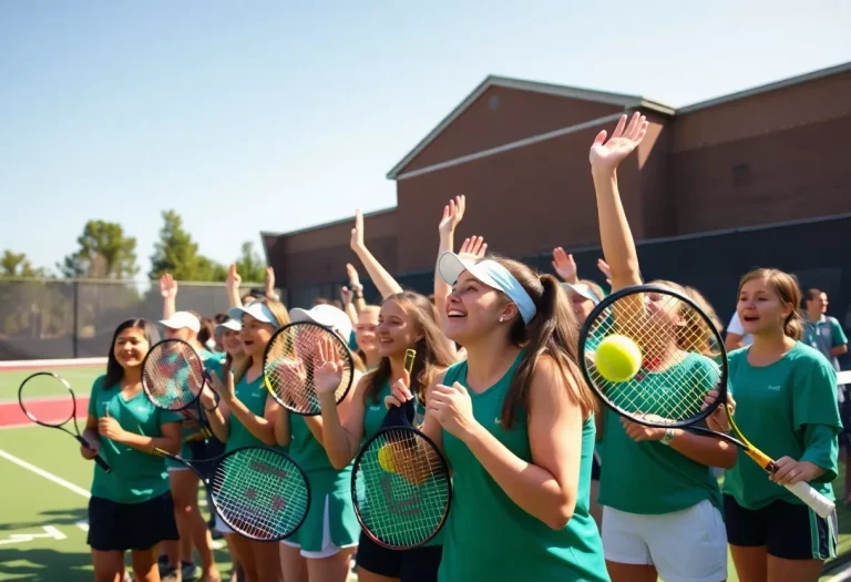 Buena High School tennis teams celebrating their state tournament qualification.
