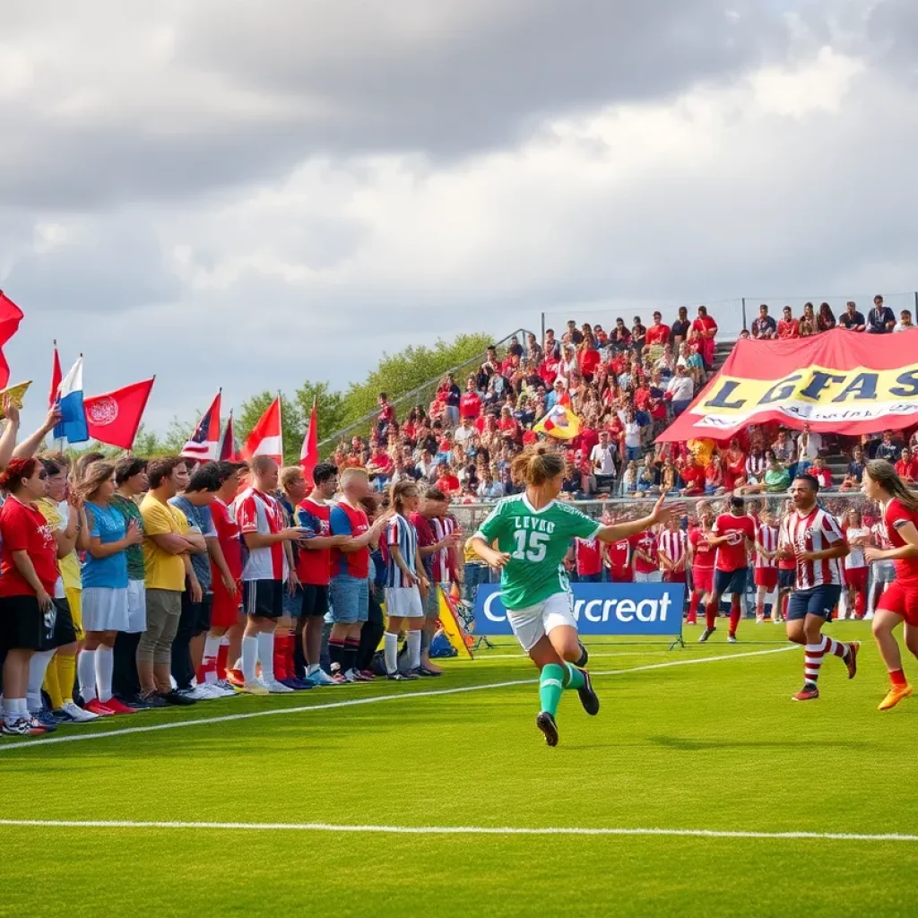 High school soccer players competing in a tournament