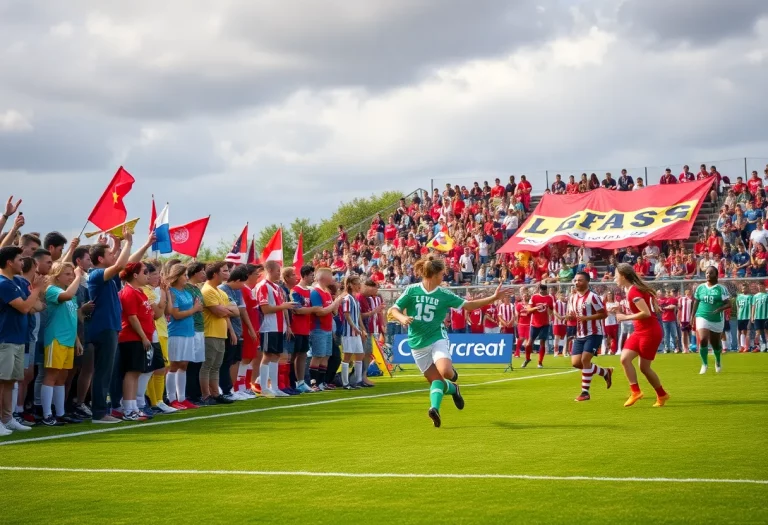 High school soccer players competing in a tournament