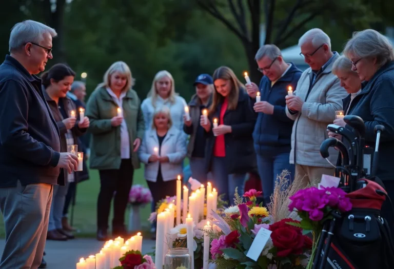 Community members gather for a vigil honoring the Charlevoix High School golf team affected by a tragic crash.
