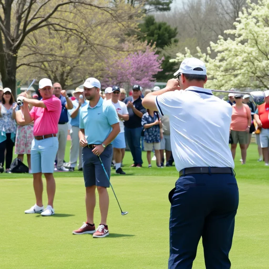 Golfers practicing during a high school tournament in Cheyenne