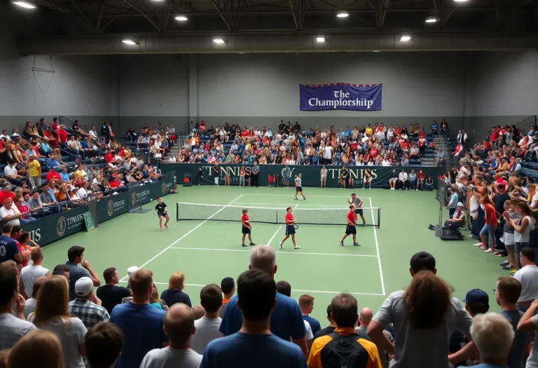 High school tennis championship match at Conard High School.