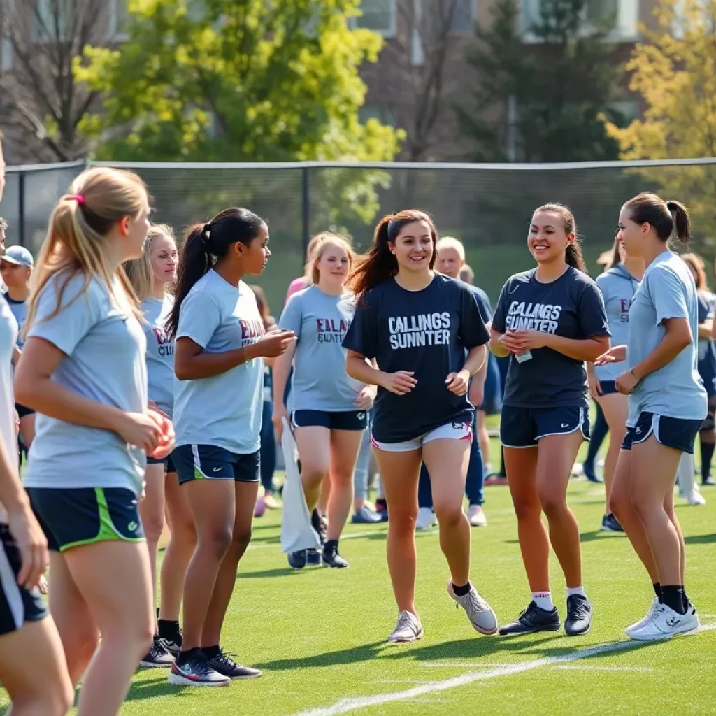 Participants at the Cleveland Girls Flag Football Summit engaged in activities.