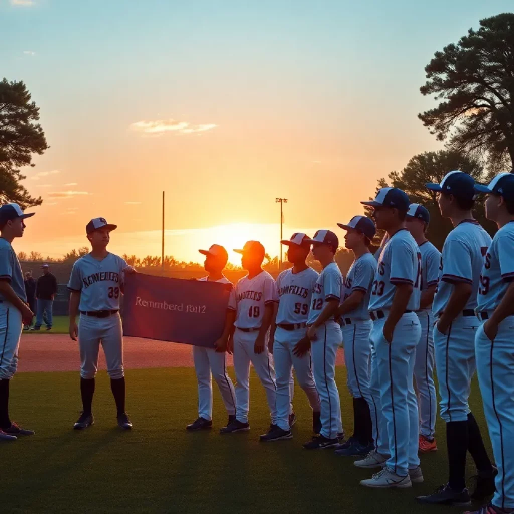 Cleveland High School baseball players in unity honoring their teammate