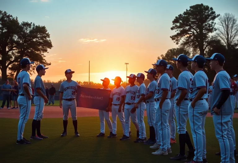 Cleveland High School baseball players in unity honoring their teammate