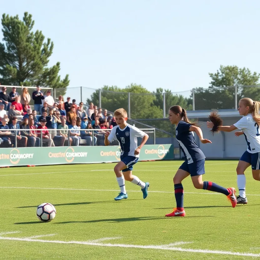 High school soccer players in Columbia competing on the field
