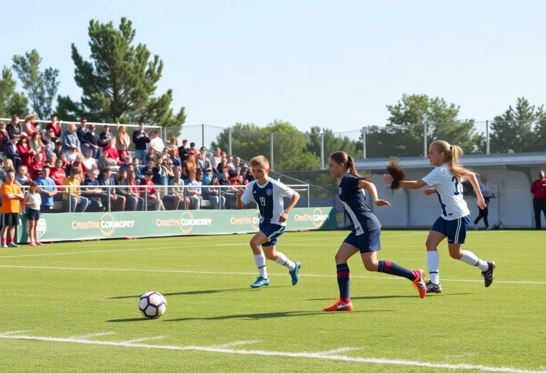 High school soccer players in Columbia competing on the field