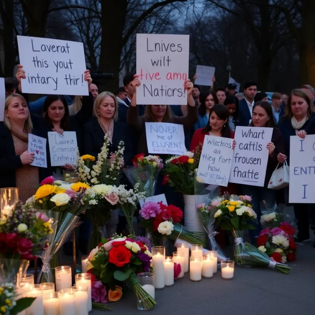 Community gathering in memory of a student after a tragic incident.