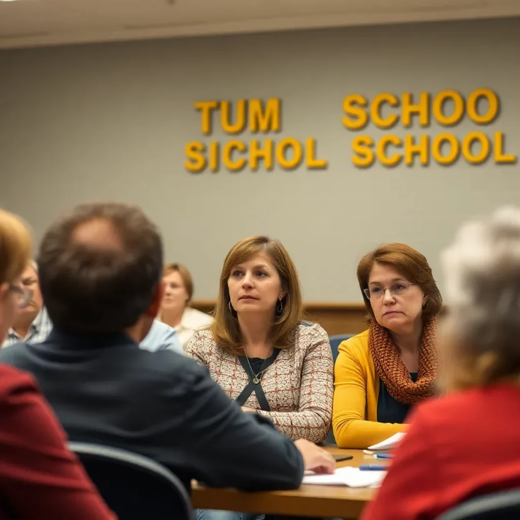 Parents discussing policies at a school board meeting in Katy ISD.