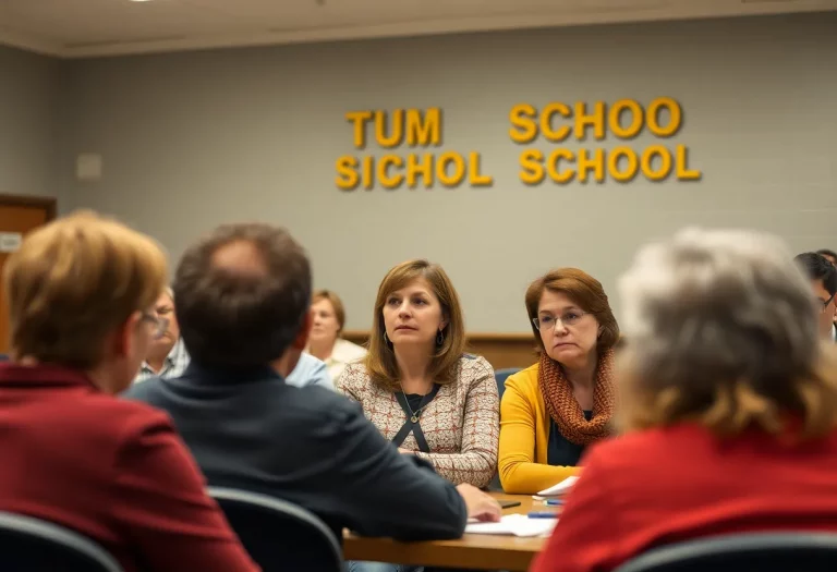 Parents discussing policies at a school board meeting in Katy ISD.