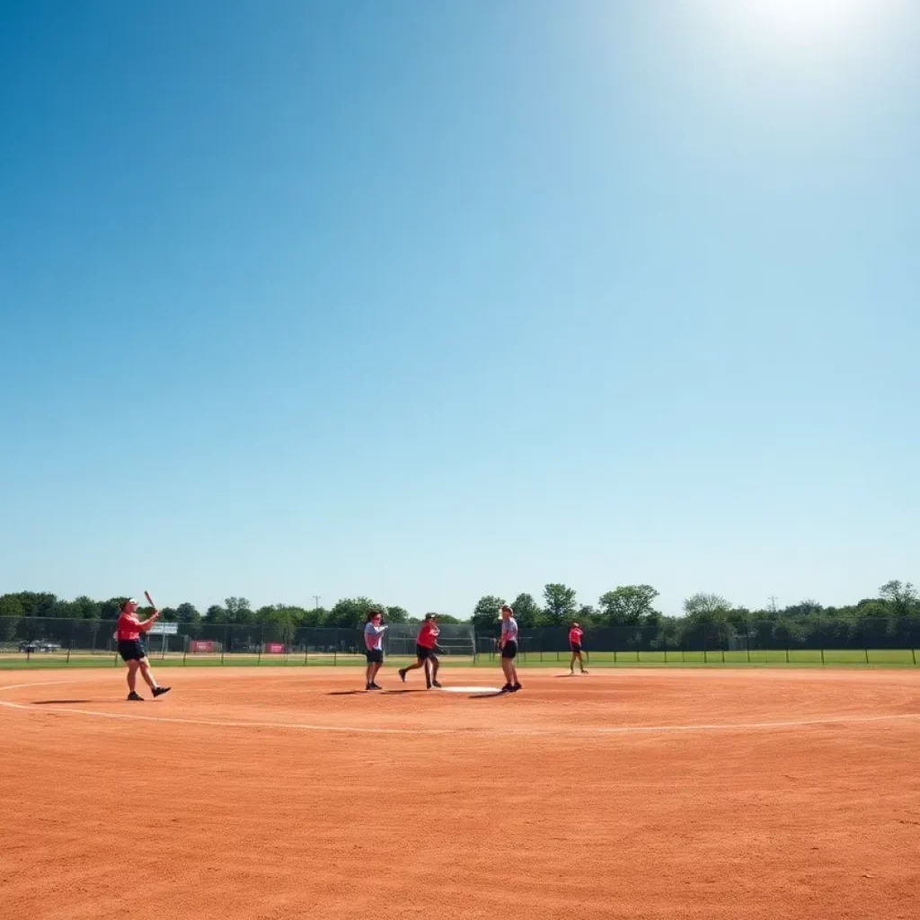 Concord High School softball team practicing on the field