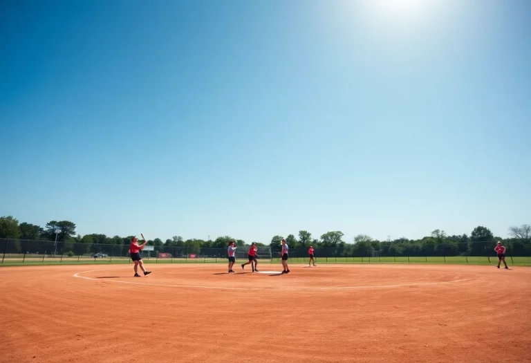 Concord High School softball team practicing on the field