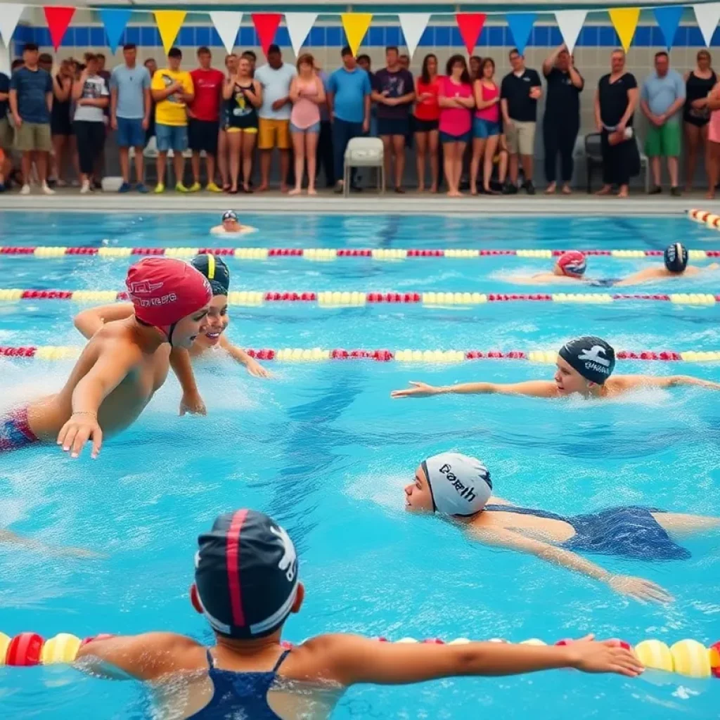 Coronado swimming team celebrating their achievements