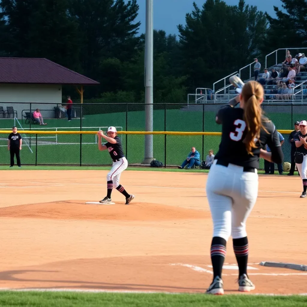 High school softball teams in a competitive game