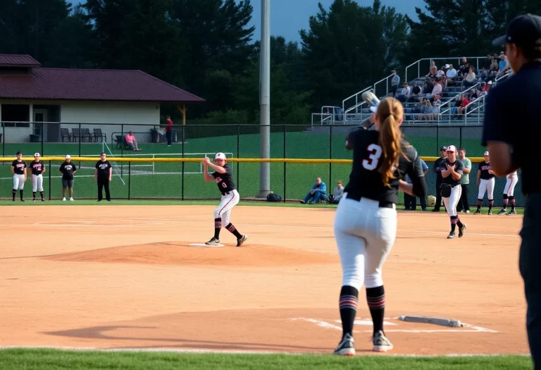 High school softball teams in a competitive game