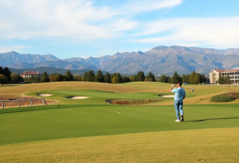 Golf course scenery representing college athletics