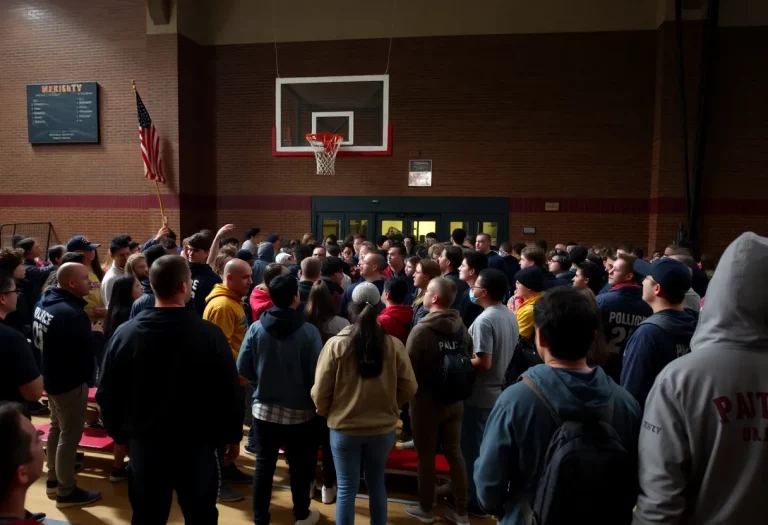 Scene of chaos at Dayton basketball game with law enforcement present