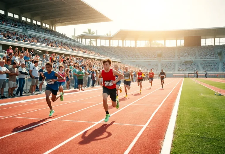 Athletes competing in the 2025 Drake Relays at Drake Stadium