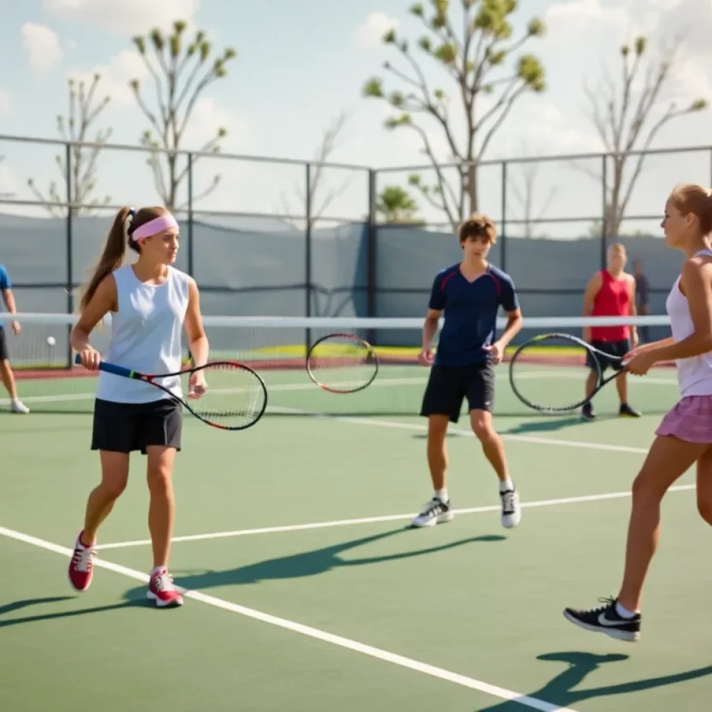 Players in action during Eastmont High School tennis match