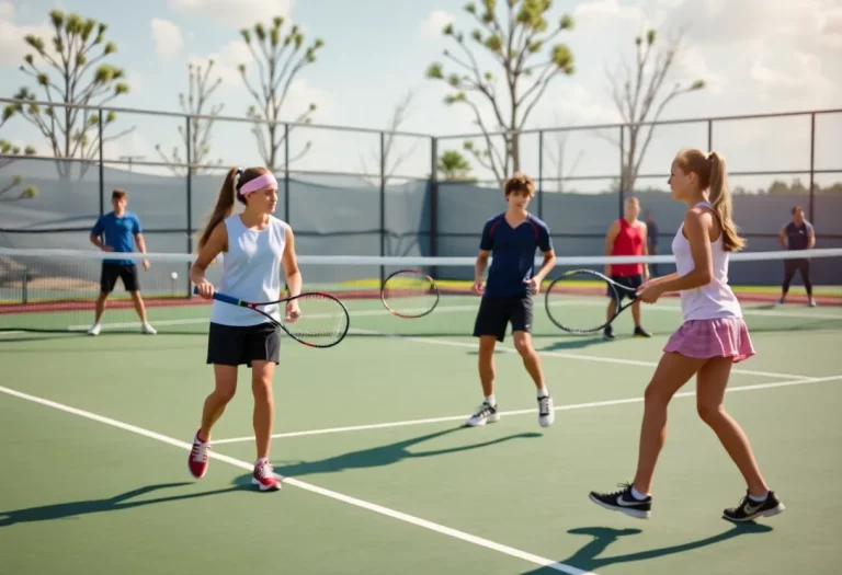 Players in action during Eastmont High School tennis match