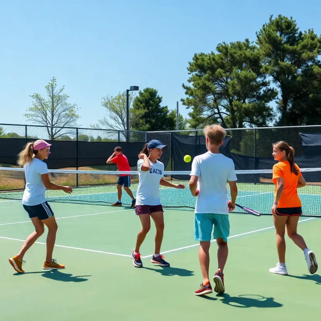 Players competing in a high school tennis match at Eastmont High School.