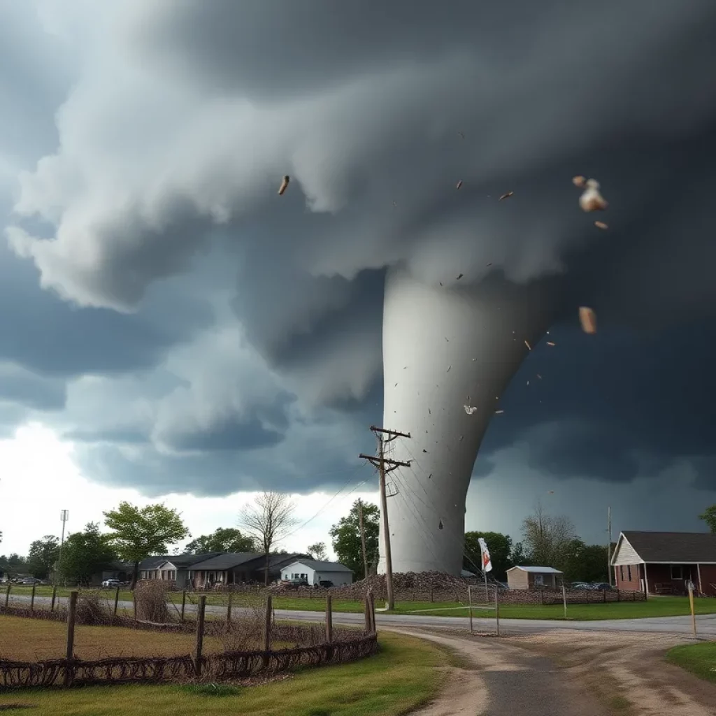 Damage caused by EF1 tornado in Waterloo, Illinois