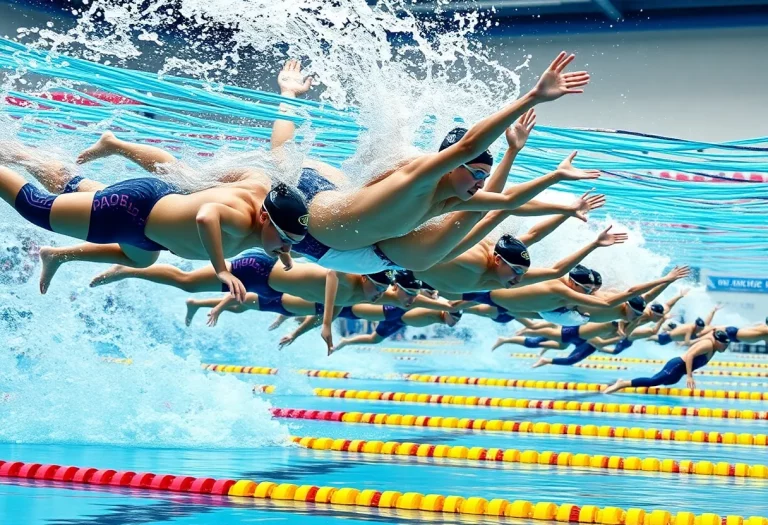 High school swimmers from El Paso competing at a state championship event