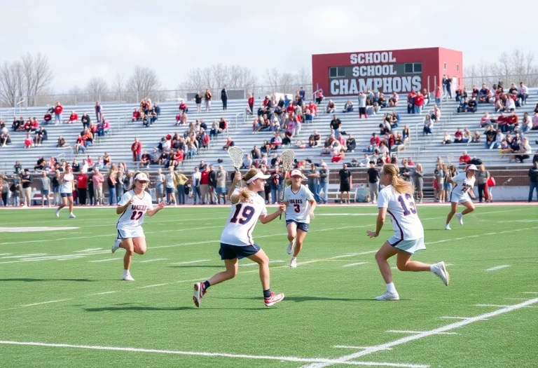 Essex girls lacrosse team in action during a championship game.