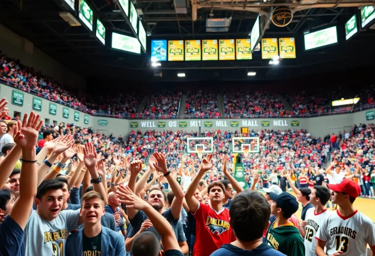 Fans cheering for Florida Gators during championship game