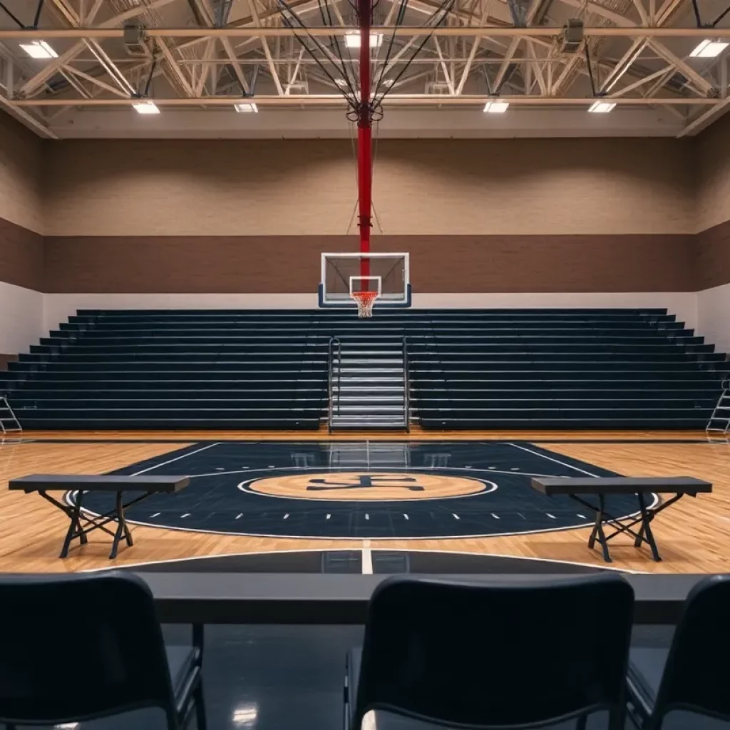 High school basketball court in Flowery Branch