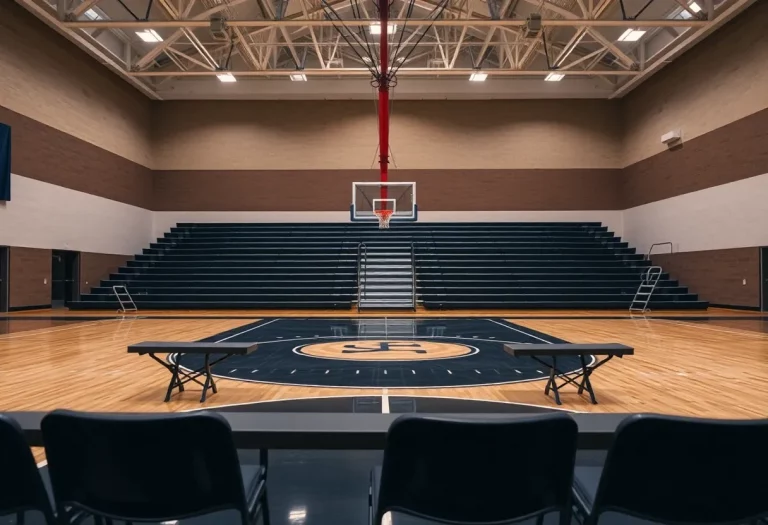 High school basketball court in Flowery Branch