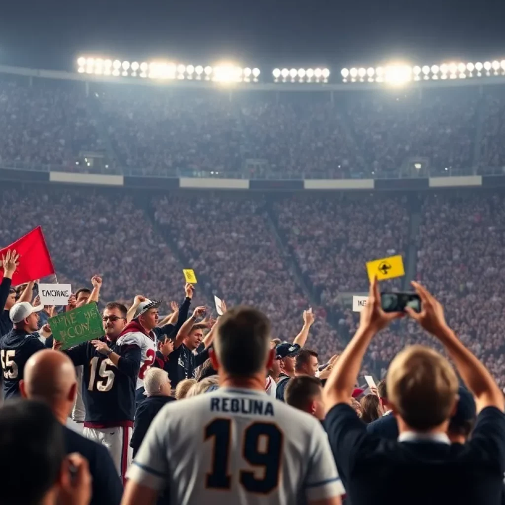 Fans supporting Miami/South Florida and Dallas/Fort Worth in a football competition.
