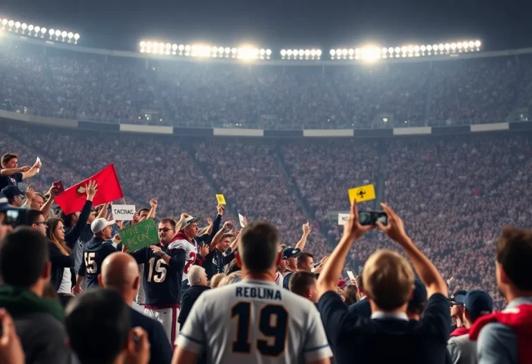 Fans supporting Miami/South Florida and Dallas/Fort Worth in a football competition.