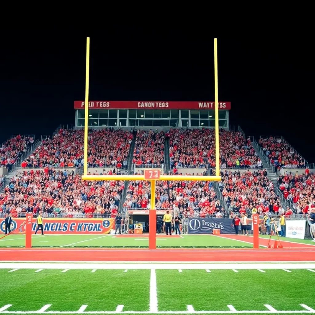 Football field at Franklin High School with cheering fans
