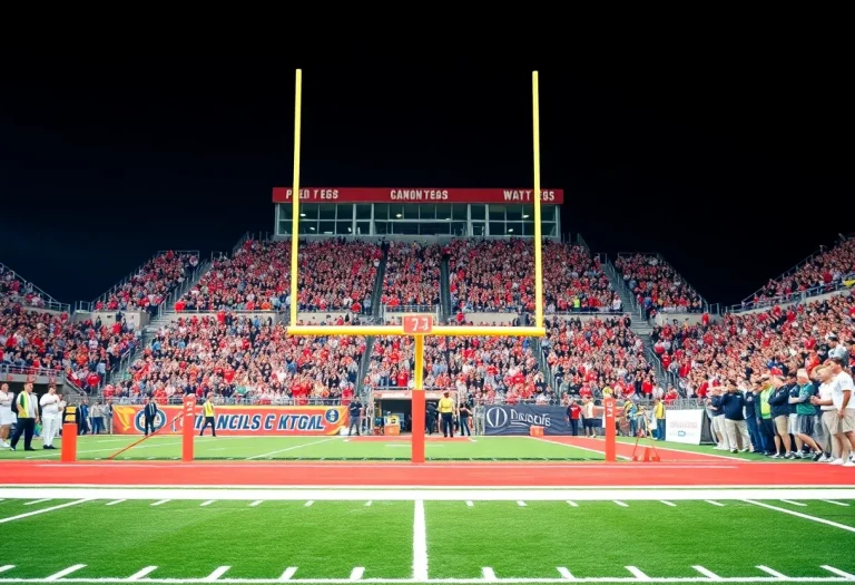 Football field at Franklin High School with cheering fans
