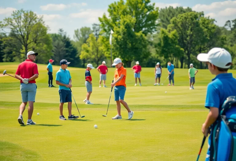 Youth golfers practicing at Santa Maria golf course before a tournament