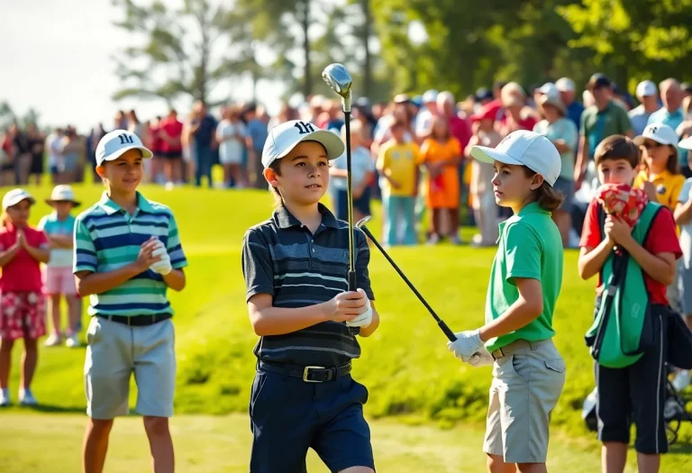 Young golfers competing in a tournament