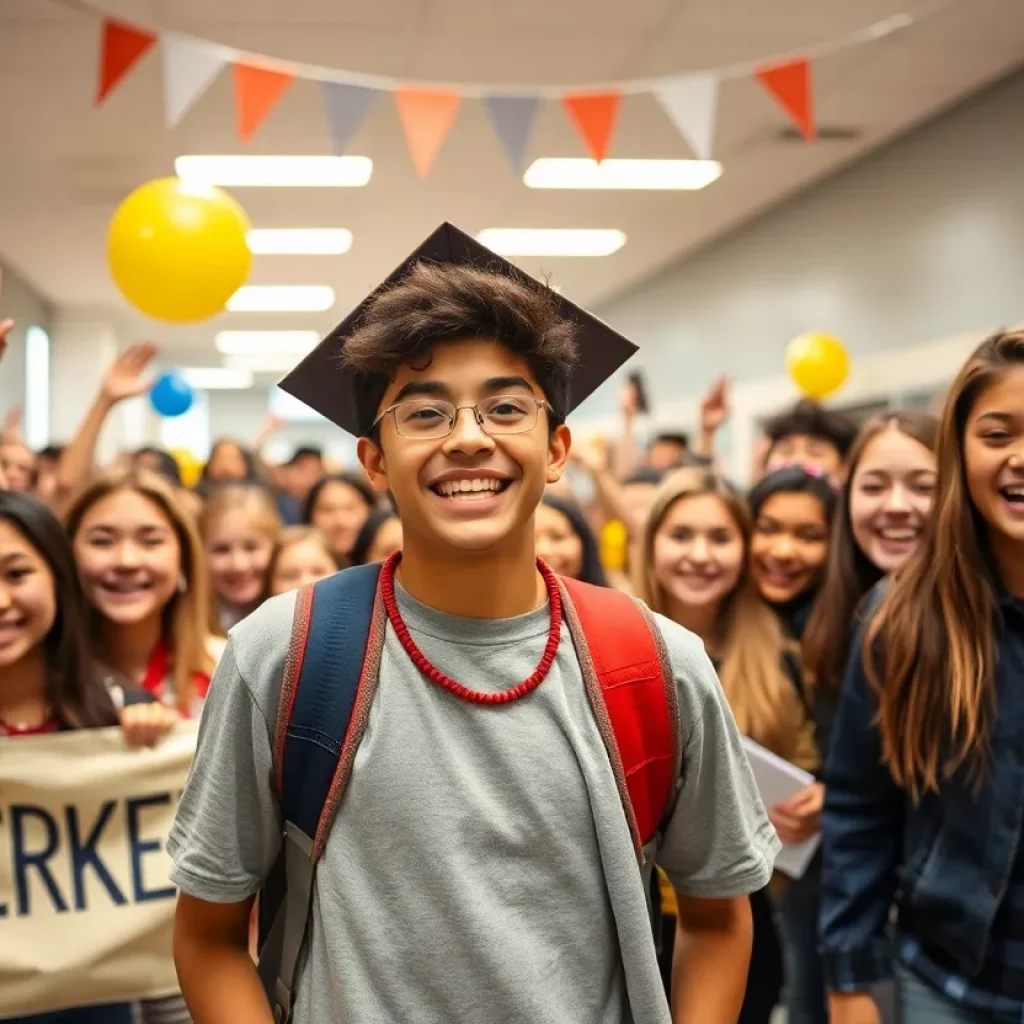 A high school community supporting a student returning from recovery