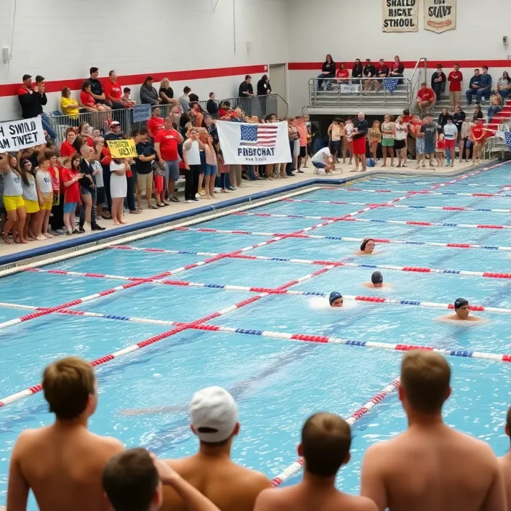 Swimmers preparing for a race at Healdsburg High swim meet