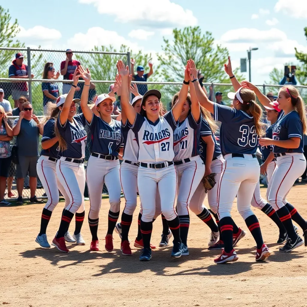Hernando high school softball team celebrating a victory