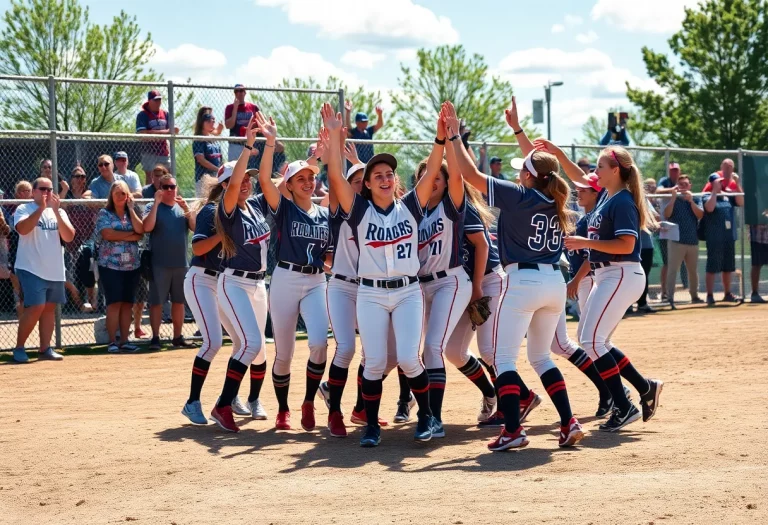 Hernando high school softball team celebrating a victory