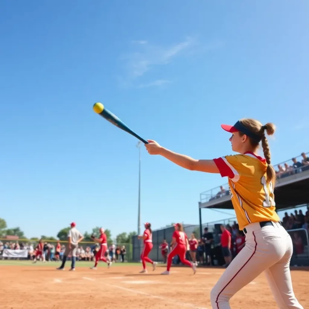High school softball players from Hernando during a game