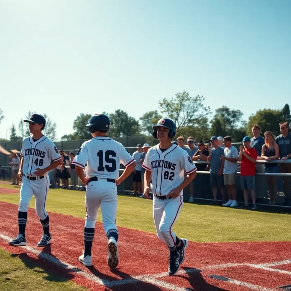 Exciting moment during a local high school baseball game