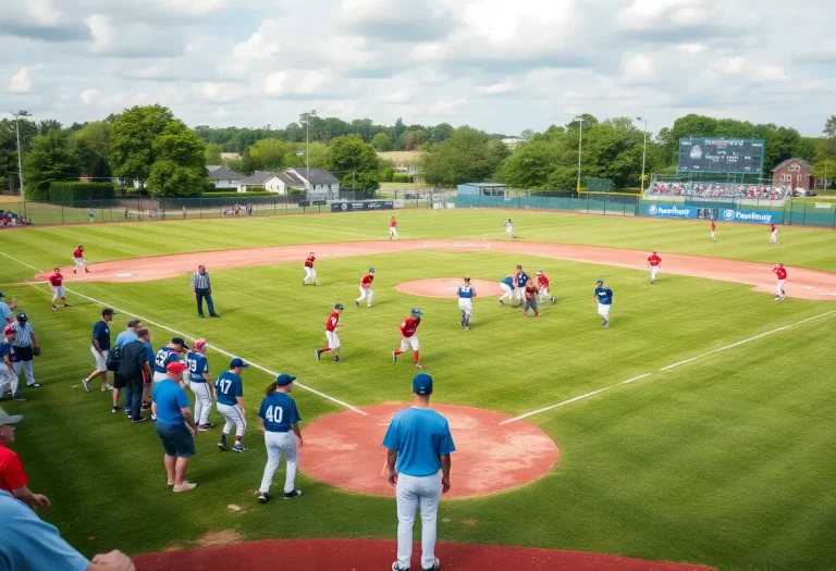 High school baseball players in action during a game
