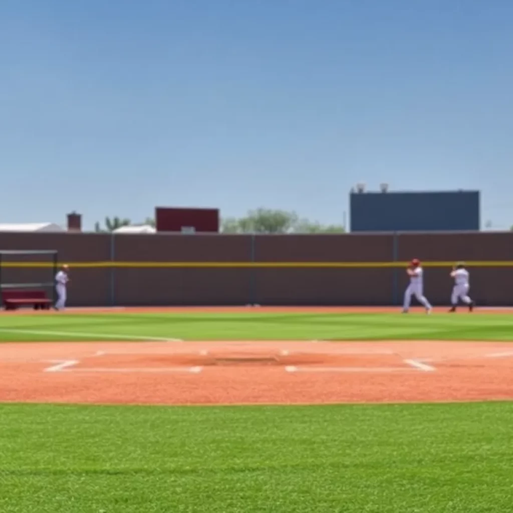 High school baseball players practicing on a field in Arizona