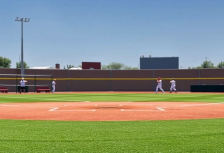 High school baseball players practicing on a field in Arizona